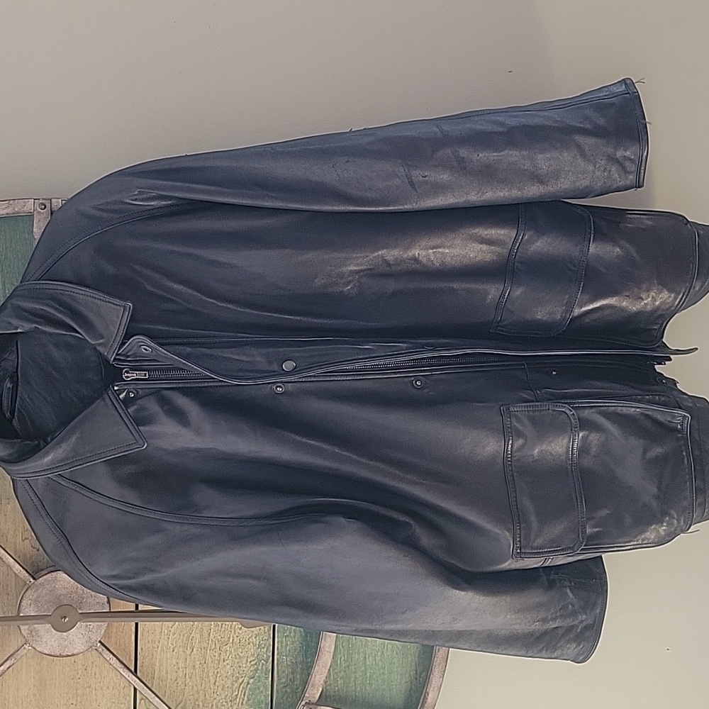Coach Men's Black Leather Vintage 90's Car Coat